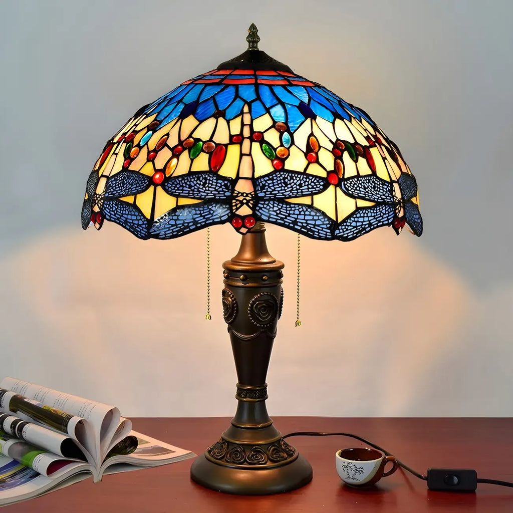 Lampada da tavolo HomeyFad a 2 luci, vintage, con cupola in vetro inossidabile