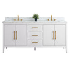 Mobile lavabo doppio Vanity Art 72 per bagno con piano in marmo composito