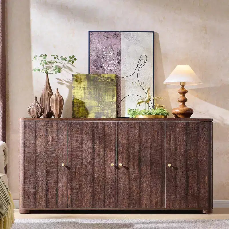 Credenza a Buffet da Cucina con 4 Ante e Ripiani, Credenza Moderna Grande, Mobile Contenitore per Bar Caffè da 66 Pollici