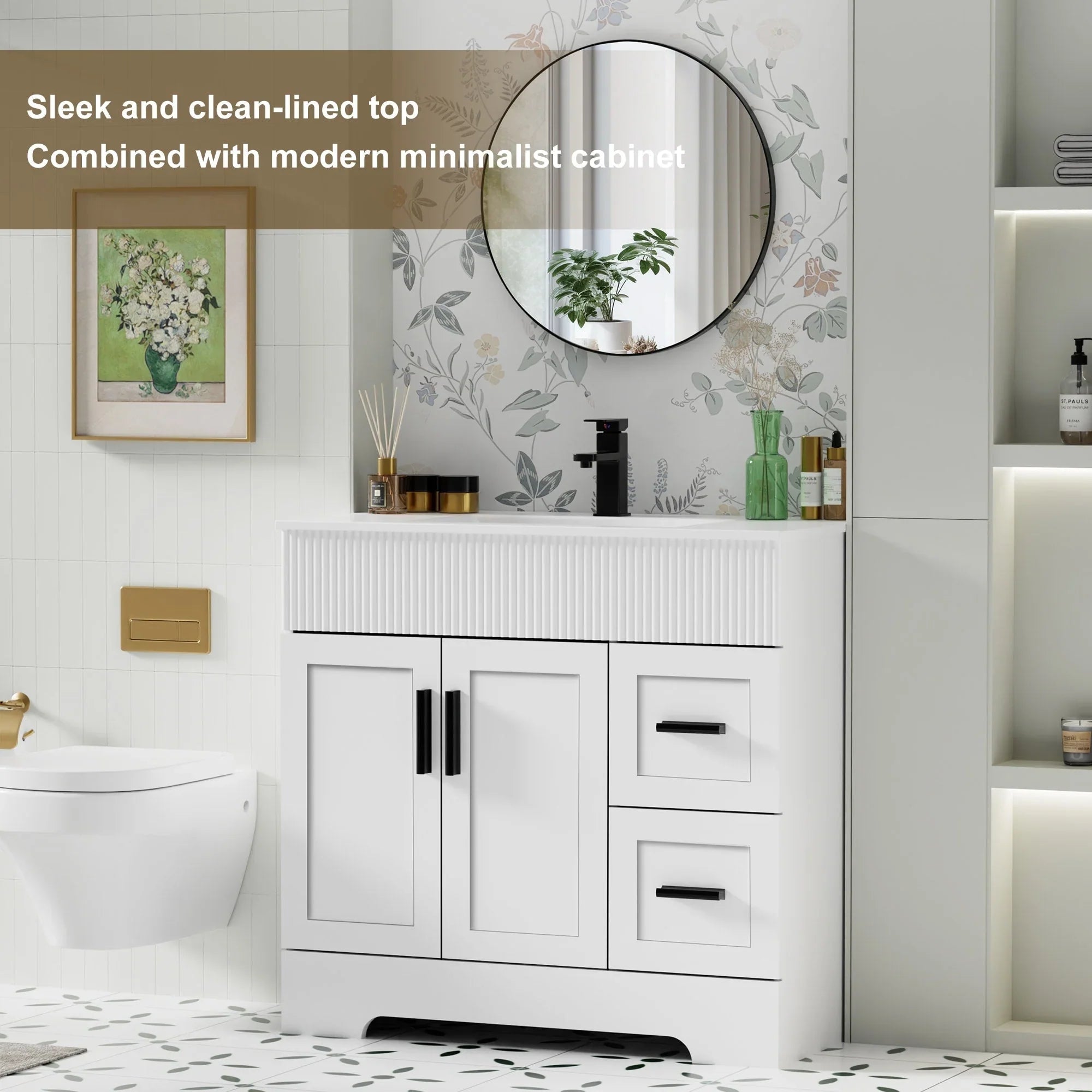 Mobile bagno 30/36/48 Wavy Line con lavabo e rubinetto