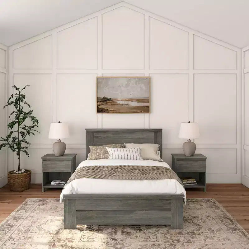 Telaio letto matrimoniale Plank+Beam Farmhouse con testiera, letto a piattaforma in legno massello
