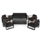 Set da conversazione per 7 persone con focolare Giovanna Outdoor in alluminio di Christopher Knight Home