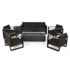 Set da conversazione per 7 persone con focolare Giovanna Outdoor in alluminio di Christopher Knight Home