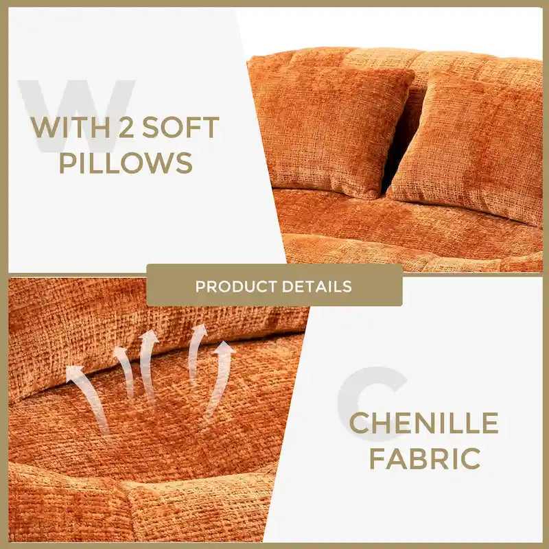GDFStudio - Divano Pigro a 2 Posti Laurel Chenille con Schiuma ad Alta Densità e Comfort Extra Large