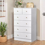 Karl Home Cassettiera Grande a 6 Cassetti per Camera da Letto e Comodino con Robusta Struttura Organizzatore Contenitore in Legno per Armadio, Bianco