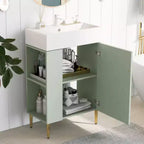 21.6 Mobile da bagno bianco, Mobile combinato, Armadietto contenitore per bagno, Lavabo singolo in ceramica, Vano contenitore a sinistra