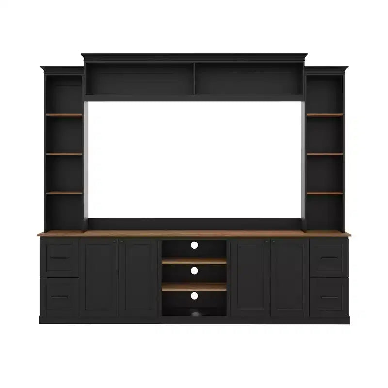 ModernLuxe Mobile TV da Parete 4 in 1 per Stile Rustico, Adatto a TV Fino a 70 Pollici, Consolle Multimediale con Ripiani Regolabili e Cassetti