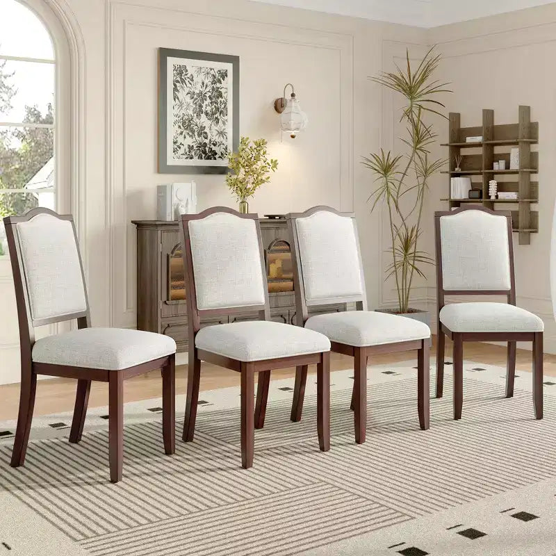 Set di 4 sedie da pranzo stile fattoria con schienale alto e seduta imbottita