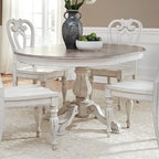 Tavolo da pranzo rotondo Magnolia Manor con base a piedistallo e prolunghe – 2 finiture