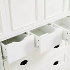Whisen Armadio Dispensa per Cucina Autoportante Alto 180 cm, Grande Credenza Contenitore per Sala da Pranzo con 4 Ante Pieghevoli, Ripiani, Portabottiglie