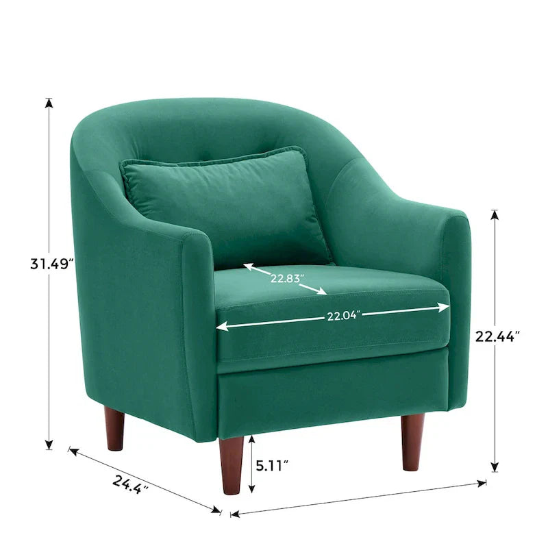Set di 2 Poltrone Accent, in Velluto a Botte con Gambe in Legno Massello 28,34W