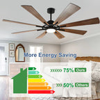 Ventilatore da soffitto con luci telecomandato e 8 grandi pale in legno