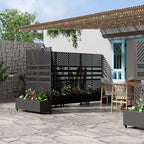 MAYEERTY Fioriera con traliccio in ferro nero Linea parallela 01 Stile combinato classico a persiana 183x119x41 cm Set da 3 pezzi