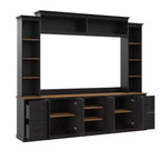 ModernLuxe Mobile TV da Parete 4 in 1 per Stile Rustico, Adatto a TV Fino a 70 Pollici, Consolle Multimediale con Ripiani Regolabili e Cassetti