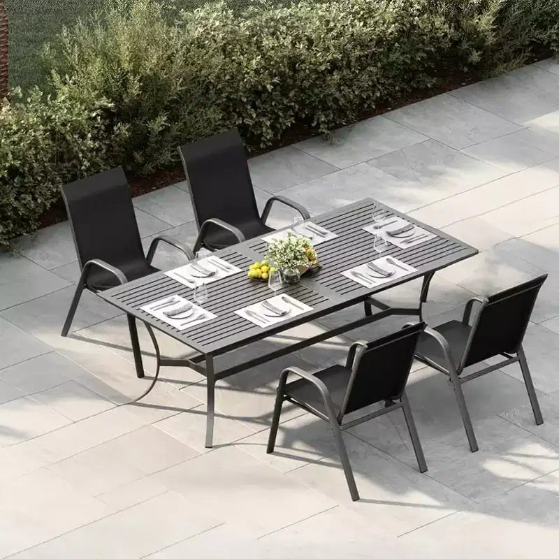 Sedie da patio, Set di 4/6 sedie da pranzo impilabili per esterni in textilene leggero per tutte le stagioni con braccioli per giardino, bordo piscina