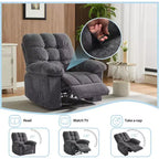 Poltrona reclinabile manuale, poltrona reclinabile ergonomica in tessuto traspirante con tasche laterali, divano singolo, adatta per soggiorno e camera da letto