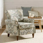 Poltrona Araceli Tradizionale in Legno Imbottita Floreale con Schienale Alto e Borchie | ART OF LIVING DESIGNS