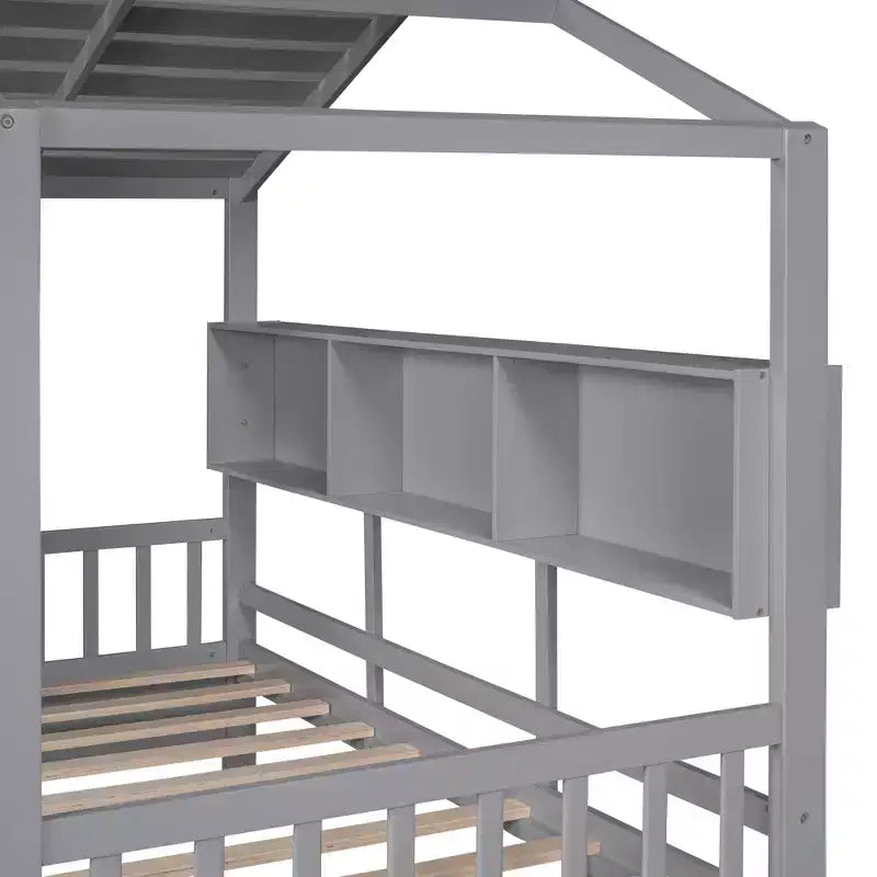 Letto a casetta in legno per bambini, piazza singola/matrimoniale, con 2 cassetti e ripiano portaoggetti - ModernLuxe