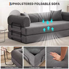 Divano letto convertibile 2 in 1, comodo divano letto pieghevole in velluto a coste con seduta profonda e ampi braccioli, divano senza struttura, per soggiorno, appartamenti