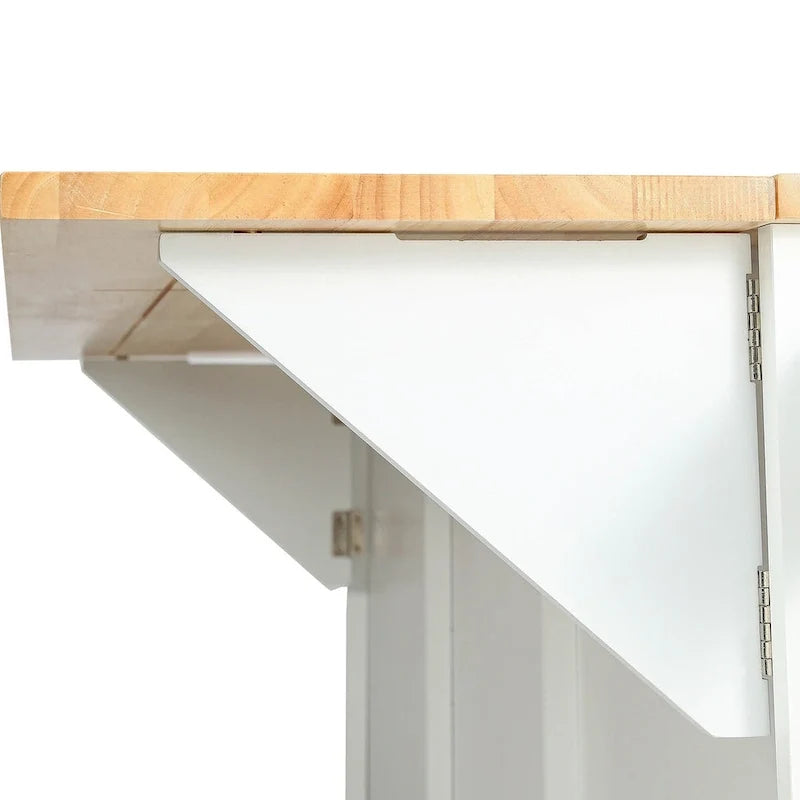 Carrello da Cucina con Piano a Ribalta in Legno di Gomma