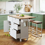 Set da isola per cucina TOPMAX con anta a ribalta e 2 posti a sedere, set tavolo da pranzo con ripiano regolabile, cassetti e portasciugamani