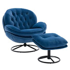 Poltrona Svedese Okak con Pouf, Poltrona Moderna Senza Braccioli Stile Mid-Century per Soggiorno, Morbida e Confortevole per Guardare la TV, Giocare