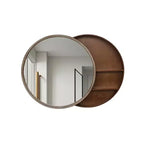 23.6 Specchio rotondo moderno scorrevole con contenitore, Specchio da trucco salvaspazio per bagno, Specchio decorativo per soggiorno