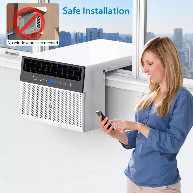 Condizionatore da Finestra Intelligente Acekool 6.000 BTU, Climatizzatore da Stanza Wi-Fi con Telecomando, Raffreddamento Silenzioso per Ambienti Fino a 23 Mq
