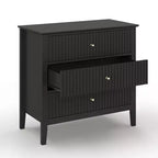 Cassettiera Heynemo a 3 Cassetti, Comodino in Legno Verniciato Alto 76 cm con Contenitore, Ampio Cassettone Moderno con Guide a Sfera