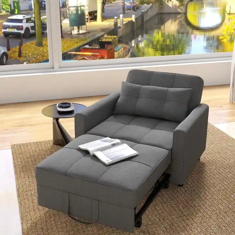 Poltrona Letto Trasformabile 3-in-1, Divano da Salotto Pieghevole Regolabile Imbottito