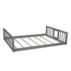 Letto a Castello Triplo Full Over Full con Scaletta Convertibile e Scivolo, Letto Triplo con Sponde di Protezione, Bianco/Grigio/Espresso - ModernLuxe