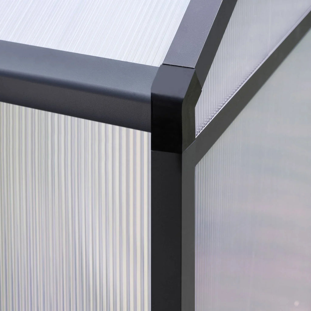 Serra da giardino calpestabile in alluminio VEIKOUS con sfiato regolabile sul tetto e porta con serratura, colore grigio