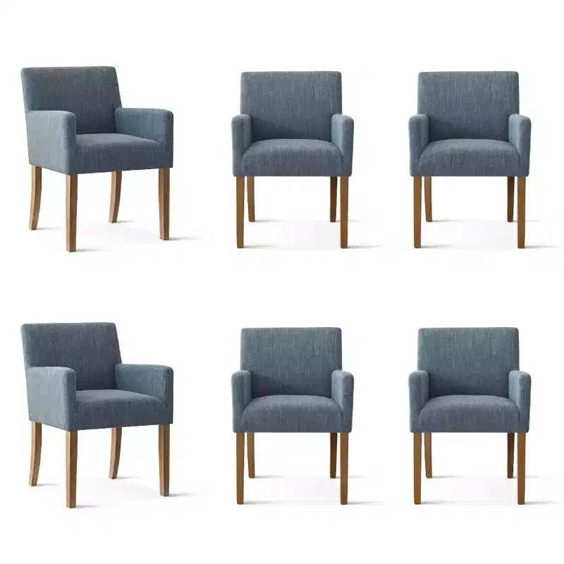 Set di 6 sedie da pranzo imbottite con braccioli, poltrone moderne in lino con gambe in legno, sedie occasionali per sala da pranzo, soggiorno - Panipeachy