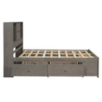 Letto a piattaforma Queen Size con ripiano portaoggetti e 8 cassetti, facile da montare