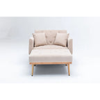 Divano letto-poltrona in velluto trapuntato con piedini color oro rosa per salotto