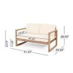 Set Mobili da Patio in Legno di Acacia, Set Conversazione per Esterni con Tavolino da Caffè e Morbidi Cuscini per Giardino, Portico e Balcone, Beige - Merax