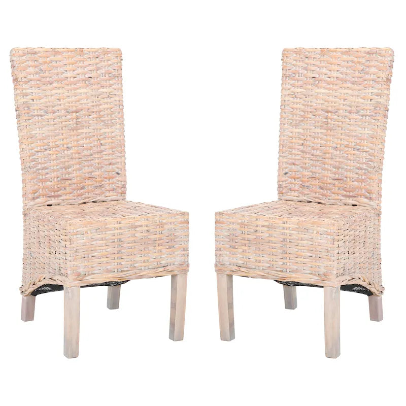 Set di 2 sedie da pranzo in vimini naturale 48L x 56P x 104A cm, stile Boho Coastal