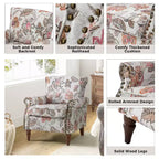 Poltrona Araceli Tradizionale in Legno Imbottita Floreale con Schienale Alto e Borchie | ART OF LIVING DESIGNS