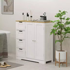 Mobiletto da Bagno HOMCOM con Ripiano Regolabile, Armadietto da Bagno Indipendente con 4 Cassetti e 2 Ante, Bianco