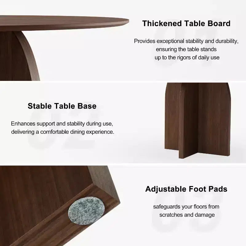Tavolo da pranzo rotondo PexFix 45 x 45 in legno massello con finitura noce ed eleganti gambe ad arco per sale da pranzo e cucine moderne