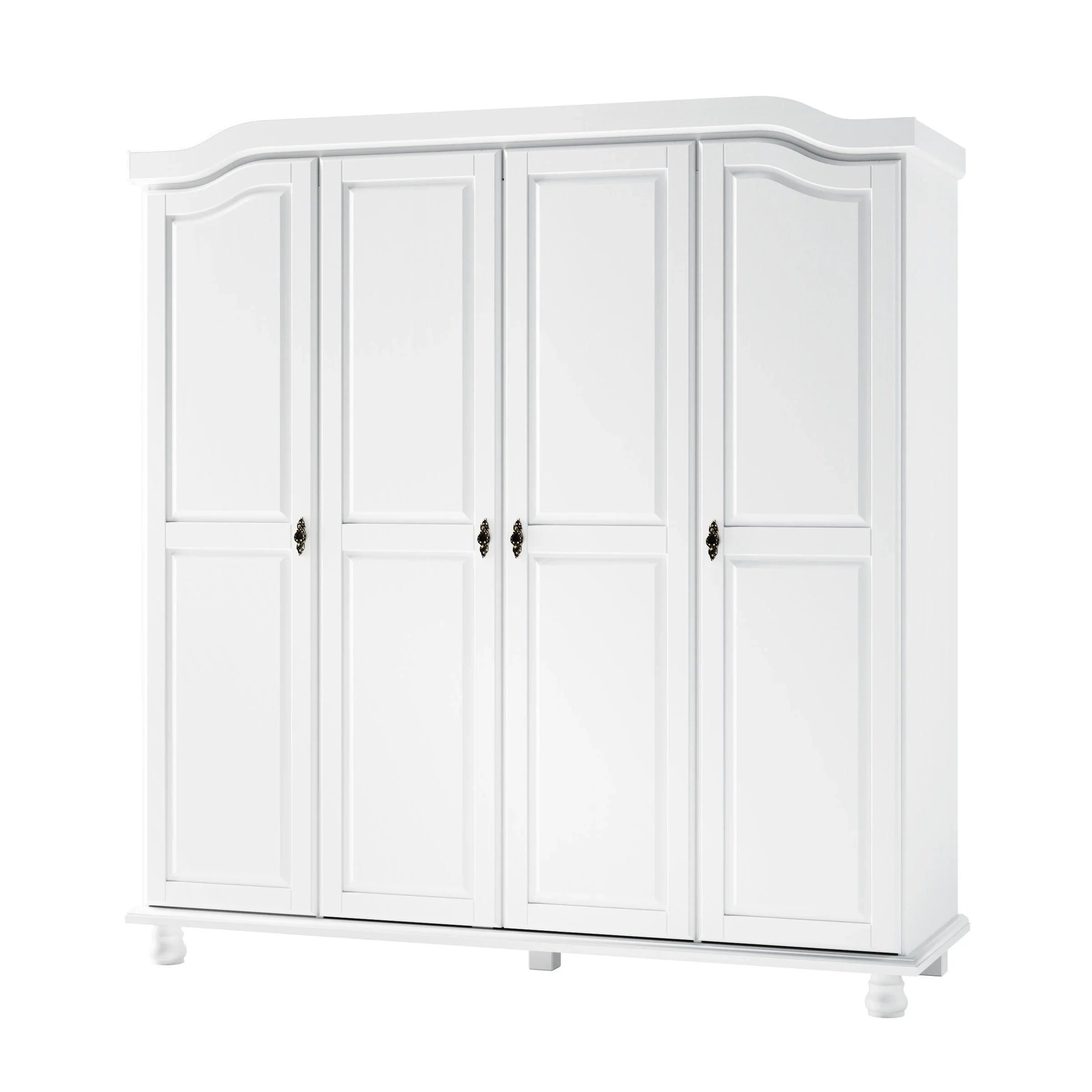Palace Imports Armadio Kyle a 4 Ante in 100% Legno Massello con Ante in Legno Massello o a Specchio