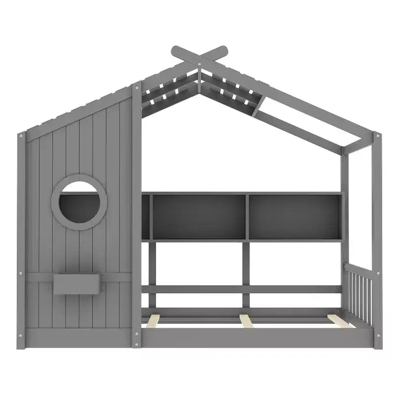 Struttura Letto a Piattaforma per Bambini Doppia/Matrimoniale Letto da Terra per Bambini Letto Montessori Letto a Casetta con Ripiano Portaoggetti - ModernLuxe