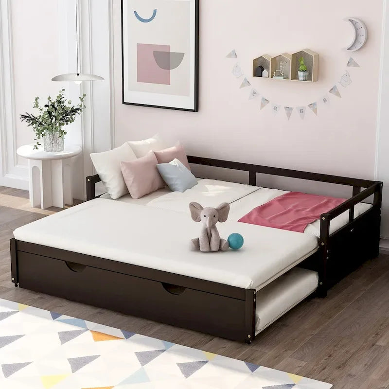 Divano Letto Estensibile con Letto Estraibile, Divano Letto in Legno con Letto Estraibile