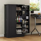 HOMCOM Dispensa da Cucina 41, Mobile Credenza da Cucina a 2 Ante con 5 Ripiani, 12 Portaspezie e Mensole Regolabili per Sala da Pranzo