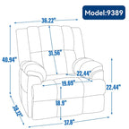 Poltrona reclinabile manuale oversize verde con girevole, dondolo e rivestimento in tessuto