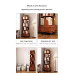 Chic Crate Libreria ad angolo girevole a 360° a 6 livelli con ruote, libreria stretta per piccoli spazi, marrone noce