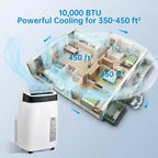 Condizionatore portatile da 10000 BTU, climatizzatore domestico con telecomando per ambienti fino a 42 mq, funzioni 3-in-1/timer 24 ore/ruote piroettanti