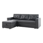 Divano componibile convertibile reversibile con letto estraibile, chaise longue con contenitore nascosto e gambe durevoli