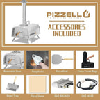Forno per pizza da esterno multifuel per pizza con bruciatore a gas e contenitore per legna - 12 pollici