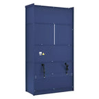 Dispensa Alta da Cucina con Prese di Corrente, Grande Credenza Autoportante con Supporto per Microonde, Cassetti, Scaffali, Portabottiglie e Ante con Ripiani